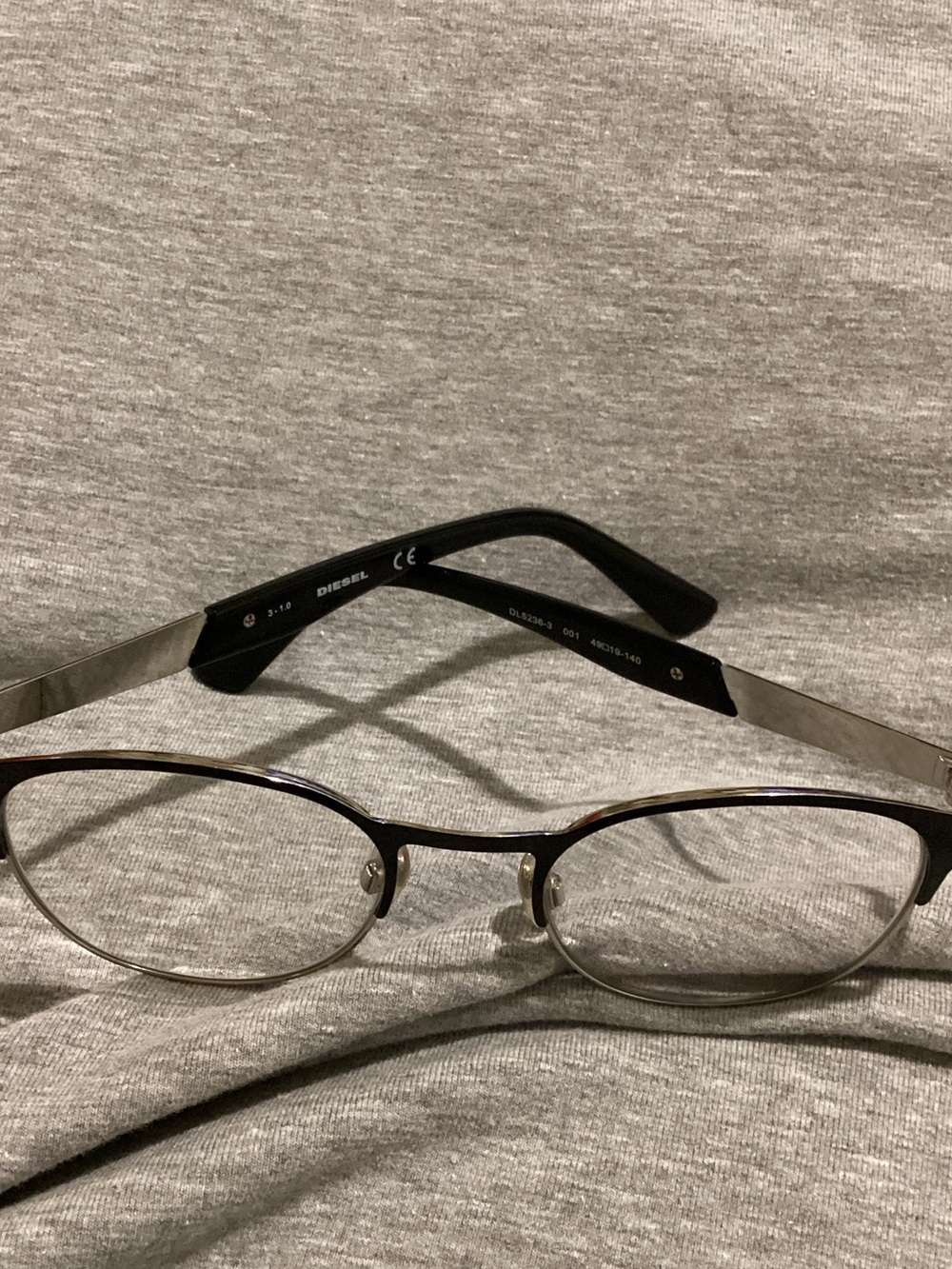 Diesel Oval Eyeglasses in Black and Silver